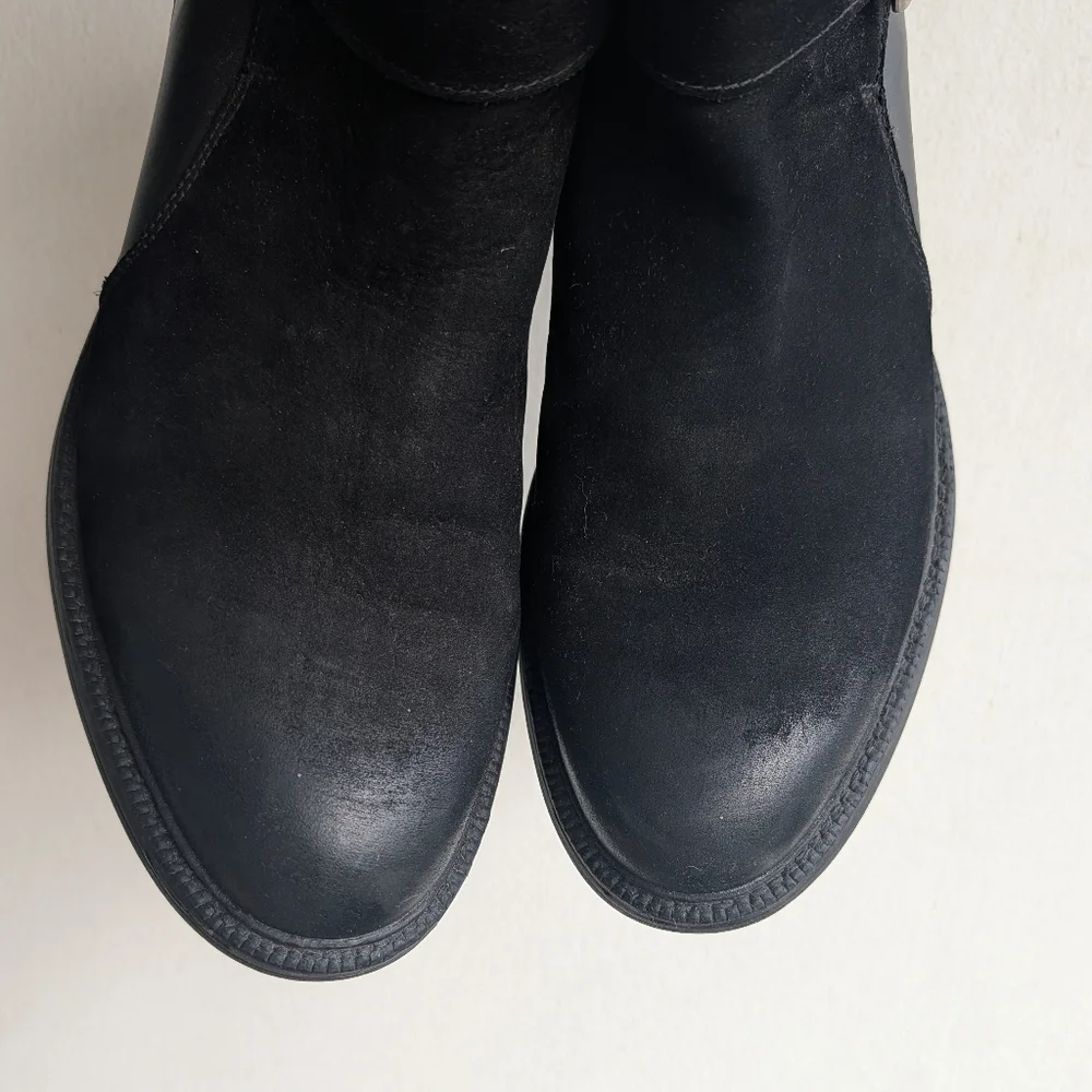 Karl Lagerfeld Paris Black suede and leather Harness with Buckle ankle Boots 9